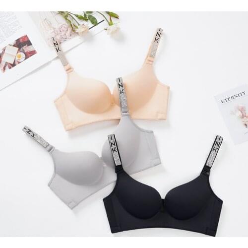 Sexy rhinestone rhinestone lovgo diamond bra pink letter masonry gathered adjustable and removable 32-44 large womens bra