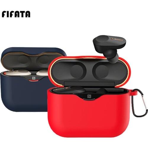 FIFATA Colorful Thin Silicone Earphone Case For Sony WF-1000XM3 Bluetooth Earphone Anti-dust Case Cover With Carabiner For Sony