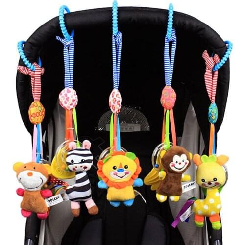 Baby Music Hanging Toy 12cm Cute Cartoon Animal Bed Stroller Soft Plush Toys Development Teether Rattle Toys Mobile Phone Straps