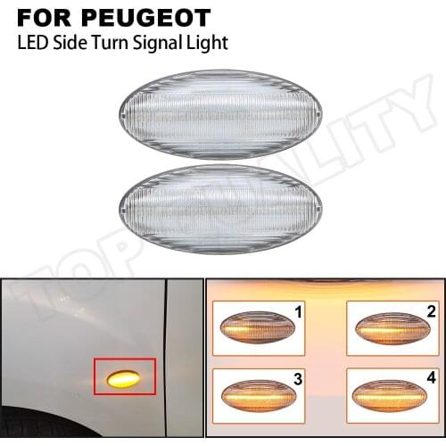 For 1998-2007 Peugeot 206 206CC 2004-2011 407 2000-2010 607 LED Dynamic Sequential Side Marker Light Lamp Amber Turn Signal