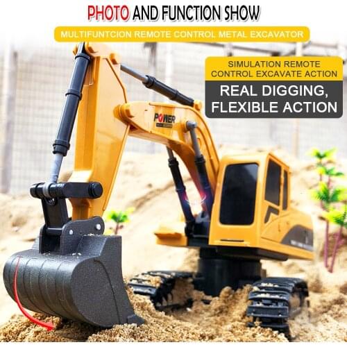 RC Alloy Excavator 2.4Ghz 6CH 1:24 Mini RC Truck Rechargeable Simulated Excavator RC Engineering Car Gift Toy For Kids