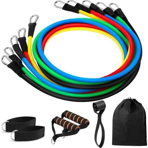 TPE Latex Resistance Bands 11Pcs Crossfit Training Exercise Yoga Tubes Pull Rope Rubber Expander Elastic Bands Fitness with Bag