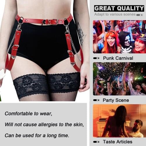Rock Sexy Womens Leather Leg Harness O-Ring PU Suspenders Chain Garter Belt Goth Punk Rave Body Bondage Erotic Lingerie Skirt