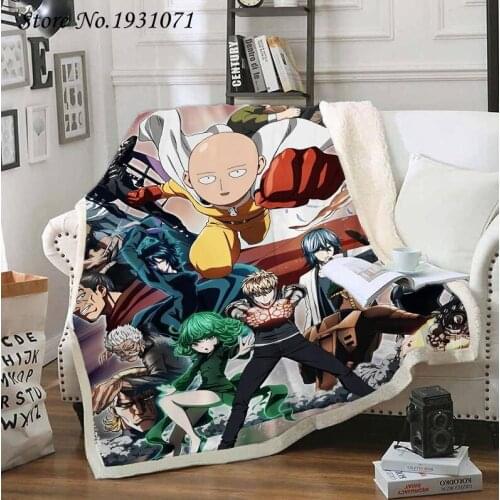 NEW ONE PUNCH MAN 3D Printed Fleece Blanket for Beds Thick Quilt Fashion Bedspread Sherpa Throw Blanket Adults Kids 10