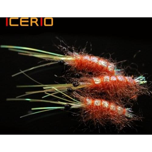 ICERIO 5PCS #6 Sinking Shrimp Saltwater Fly Artificial Sea Trout Lure