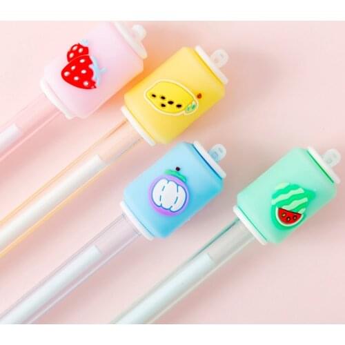 JONVON 8 Pcs Gel Pens Student Creative Fruit Transparent Rod Black Student Wholesale School office Supplies Stationery Gift