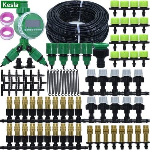KESLA Garden Watering Kits Misting Irrigation Drip Irrigator System 4/7mm PVC Tubing Hose Simple Nozzles Adjustable Drippers