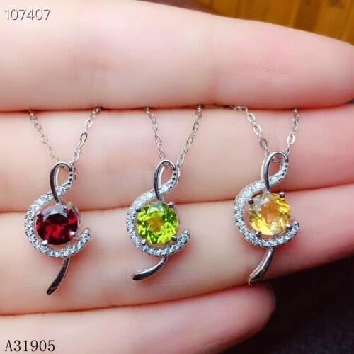 KJJEAXCMY boutique jewelry 925 sterling silver inlaid natural peridot citrine garnet gemstone female luxury necklace pendant sup