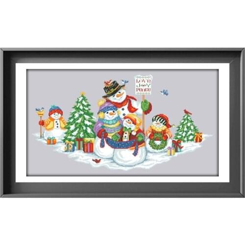 Snow folks tree skirt cross stitch kits cartoon pattern design 18ct 14ct 11ct silver canvas embroidery DIY needlework