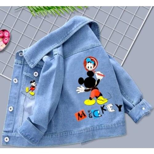 2021 Fashion Boy Girl Denim Jacket Spring and Autumn New Jacket Clothes Cartoon Mickey Jacket Embroidery Kids Clothes