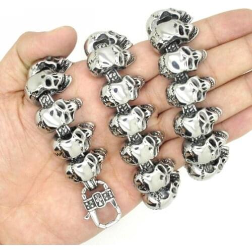 26inch Gothic Huge Skull Head Chain Mens Stainless Steel Jewelry Punk Boys Necklace