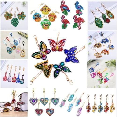 Butterfly diamond painting keychain color keychain handmade diamond mosaic bag pendant for Woman Jewelry Keyring