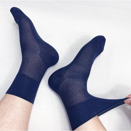 Fcare 10PCS=5 pairs 39-43 men summer thin mesh socks cotton hypertension diabetes socks with no binding top