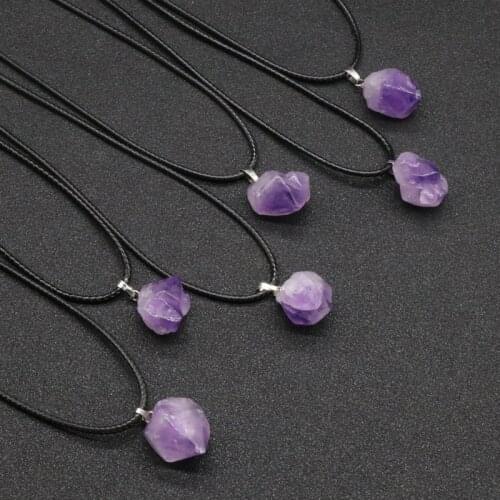 Retro Chakra Stone Pendant Necklace February Birthstone Crystal Quartz Stone Healing Balance Reiki Natural Amethysts Necklaces