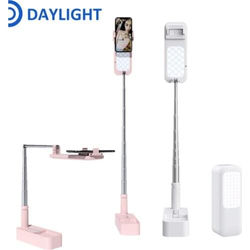 Dls Portable Phone Holder Stand Wireless Dimmable LED Selfie Fill Light Lamp For Live Video Fill Light Retractable Phone Stand