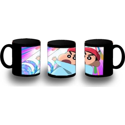 MERCHANDMANIA full black cup SHINCHAN movie ANIME custom sleeve cafe washable dishwasher ceramic
