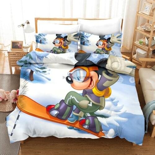 Disney Sports Mickey Minnie Pattern Bedding Comfortable Super Cool Duvet Quilt Cover Pillowcase Girls and Boys Bedroom Decor