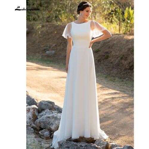 Simple Backless Beach Bridal Robe A Line Wedding Dresses Spring Summer 2021 New Mariage Beach Wedding Dress Vestido de noiva