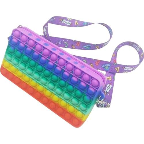 Rectangle Pencil Case Silicone Pressing Bubble Fingertip Toys Anti-Stress Storage Bag Children Pencil Bags Women Clutches