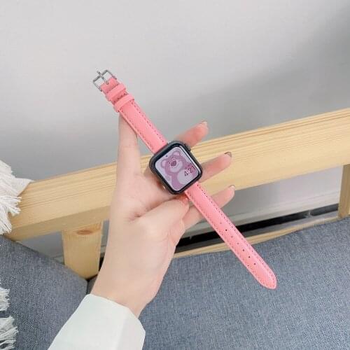 High Quailty Genuine Leather Wristband for Apple Watch Band 38/40mm 44/42mm for iwatch Slim Strap Lady Correa Series 6se 5 4 3 2