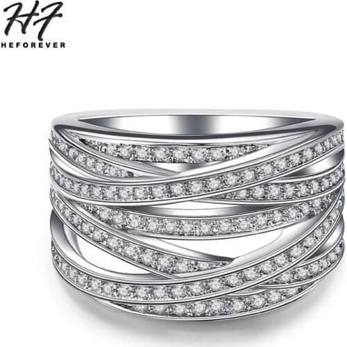 Luxurious Hollowed-out Rings for Women & Men AAA+ CZ Silver Color Fashion Jewelry Ring Wedding Engagement Party Ring DD017