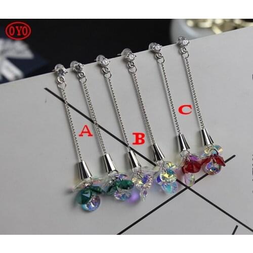 S925 Silver Needle Zircon Shining Crystal Earrings Long Elegance Fresh Temperament Individual Trend Earrings