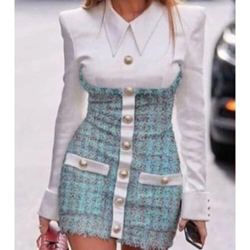 Sexy Bodycon Blazer Dress Women Dresses Plus Size Long Sleeve White Elegant Dress Vestidos Patchwork Winter Spring Office Dress