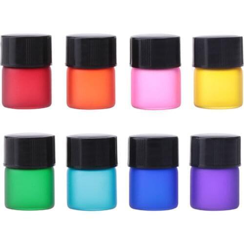 100 X 1ML Mini Essential Oil Glass Bottles With Screw Lid 1CC Mini Sample Matte Beautiful Color Glass Vial Container For Perfume