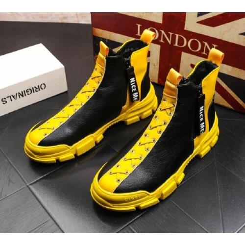 Martin shoes men warm leather fashion men high top shoes Korean version trend youth casual men shoe cowboy safty shoes V42