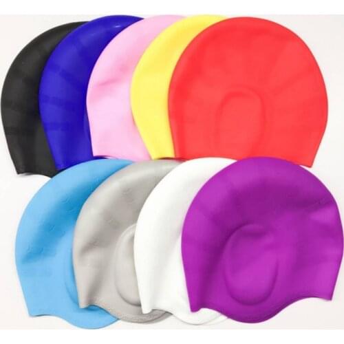Universal Waterproof Swimming Cap Silicone Swimming Cap Ear Adult Silicone Swimming Cap Men And Women MQ