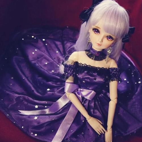 [wamami] W01# Purple Princess Trailing Dress/Outfit For 1/4 MSD 1/3 SD AOD DZ LUTS BJD Dollfie