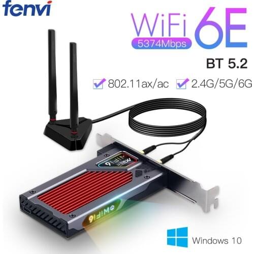 Fenvi Desktop Wi-Fi 6E AX210 PCIe WiFi Adapter 2.4Ghz/5G/6G Bluetooth 5.2 802.11ax Intel AX210NGW Wireless Wifi6 Card Windows 10