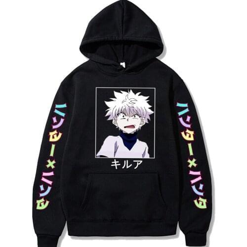 Japanese Anime Hunter X Hunter Killua Hoodies Kawaii Men Hoodies Cartoon Parting Pullover Oversized Hoodies