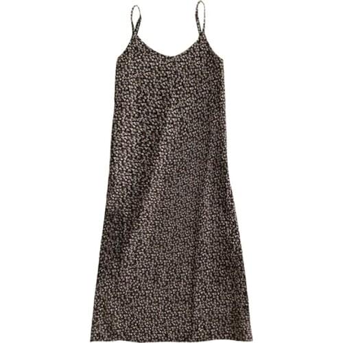 Net red suspender dress womens 2020 summer retro small floral Ruffle Chiffon medium length A-line long