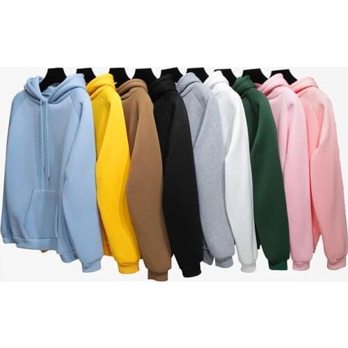 Winter leisure fleece female hoodie sweatshirt long-sleeved yellow girl pullover loose hooded female thick coat vintage