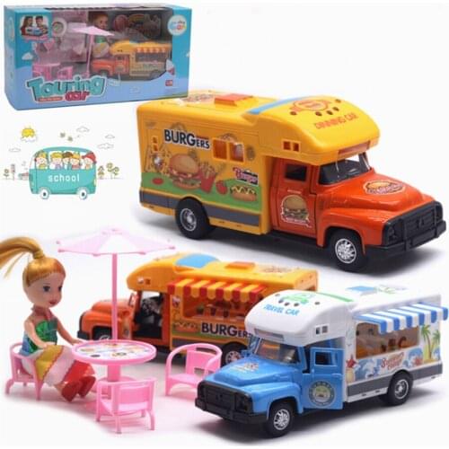 1:28 Motor Caravan Travel Car Camper Motorhome Recreational Vehicle RV Trailer Play Home For Boys Gifts Free Shipping