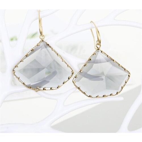 1Pair Fashion Black Rhinestone Crystal Earrings For Women Jewelry European Geometric Sector Bridal Wedding Dangle Earings E341