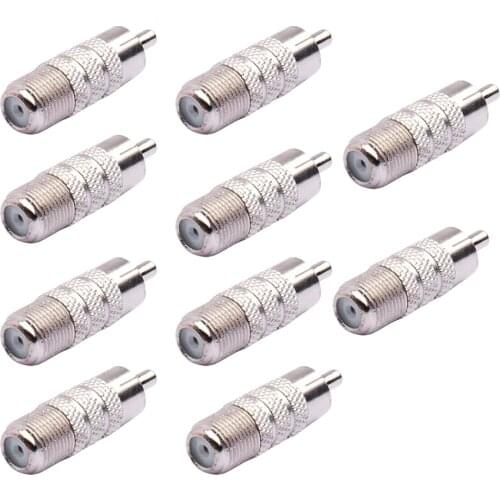 10pcs RCA Male To F-Type Female Plug Jack Connector Coaxial Adapter Converter