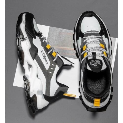 2020 Brand PU Running Shoes Men TPR Platform Sport Shoes Zapatillas Hombre Cushioning Chunky Sneakers For Jogging Autumn Winter