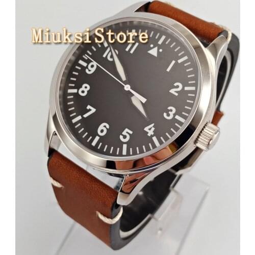 42mm Corgeut mens luxury Mechanical hand watch Sapphire glass Black Watch dial white mark Automatic luminous