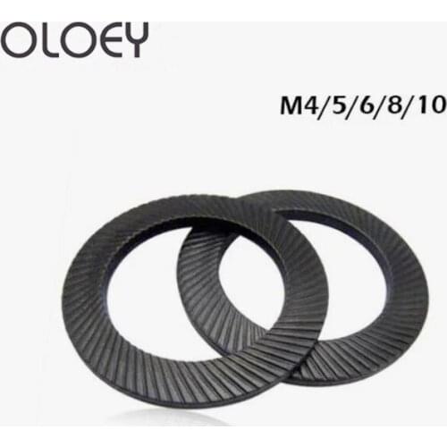 Free Shipping M4/5/6/8/10/12/14 Lock Black Washer Two-fold Locking Washers Carbon Steel Nordlock Washer