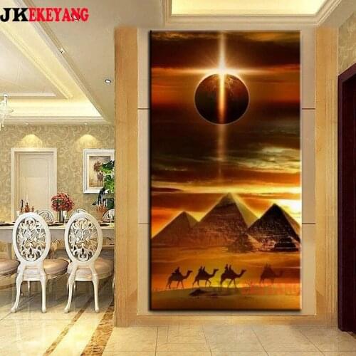 Large 5D Diy diamond painting Desert Camel Pyramid Solar Eclipse Diamond Mosaic Rhinestone Embroidery cross stitch Y4263