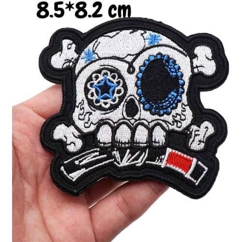 Skull Embroidered punk biker Patches Clothes Stickers Apparel Accessories Badge