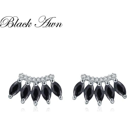 BLACK AWN Vintage 925 Sterling Silver Fine Jewelry Engagement Earrings for Women Wedding Earring T189