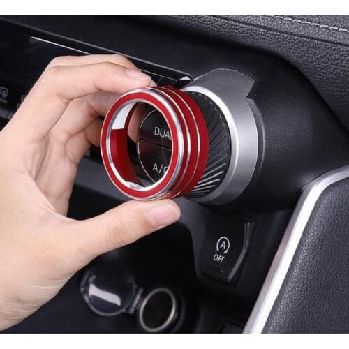 2Pcs Button Decoration Trim Red Blue Black Silver Colors Aluminum Alloy Trim Accessories For Toyota Rav4 2019 2020