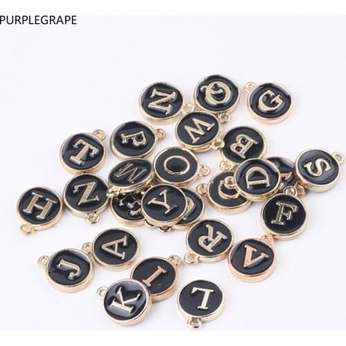 DIY earrings jewelry accessories necklace jewelry double-sided alloy black English letter tag bracelet pendant material 10pieces