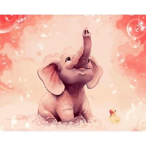 Gatyztory 60×75cm Frame DIY Painting By Numbers Elephant Animal Canvas Drawing Acrylic Paints Unique Gift Wall Decor Handpainted
