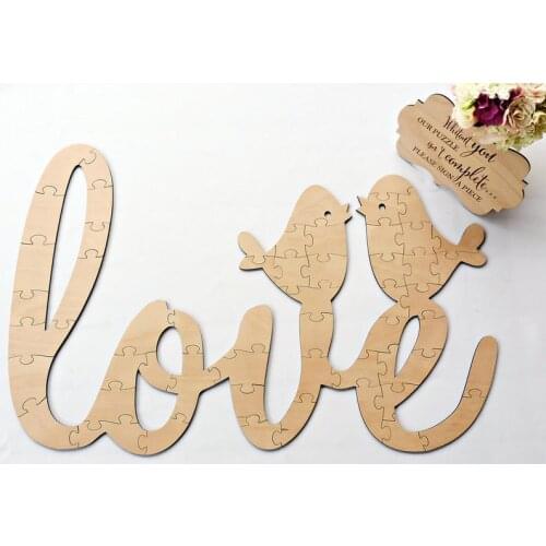 Wedding guest book puzzle, wooden, guest book alternative,Love Birds guest book puzzle, puzzle guest book, jigsaw guest book, w