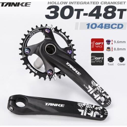 TANKE Mountain Bike Hollow Integrated Crank 32t 34 36t 104bcd cChainring 170mm MTB Bicycle Crankset Gear Plate Bb68 Thread alloy