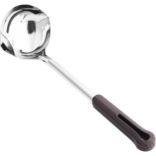 2021 Grease Scoop Household Quick Separation Stainless Steel Wooden Long Handle Oil Filter Spoon for Home Hotel Wholesale